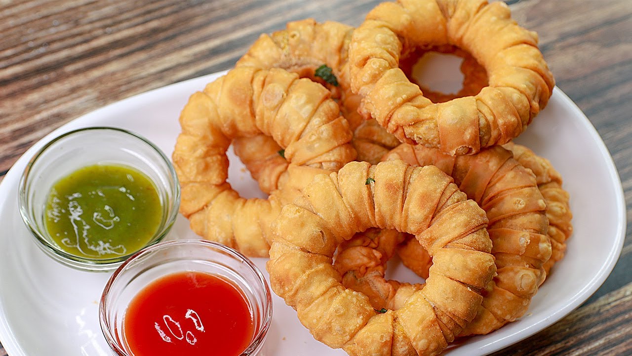 Crispy Potato Ring Samosa | Potato Stuffed Ring Samosa | Easy Snack Recipe | Toasted