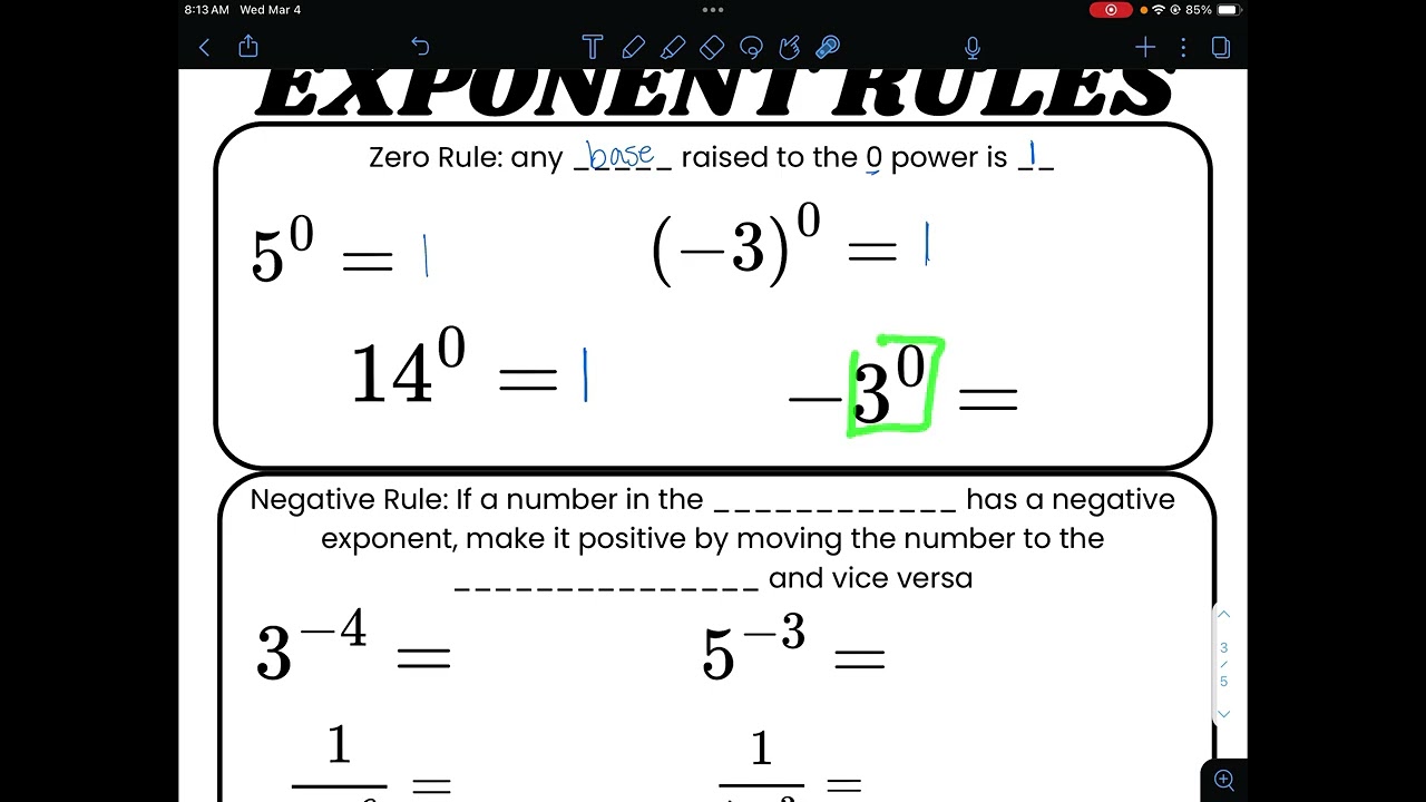 Exponent Rules Review