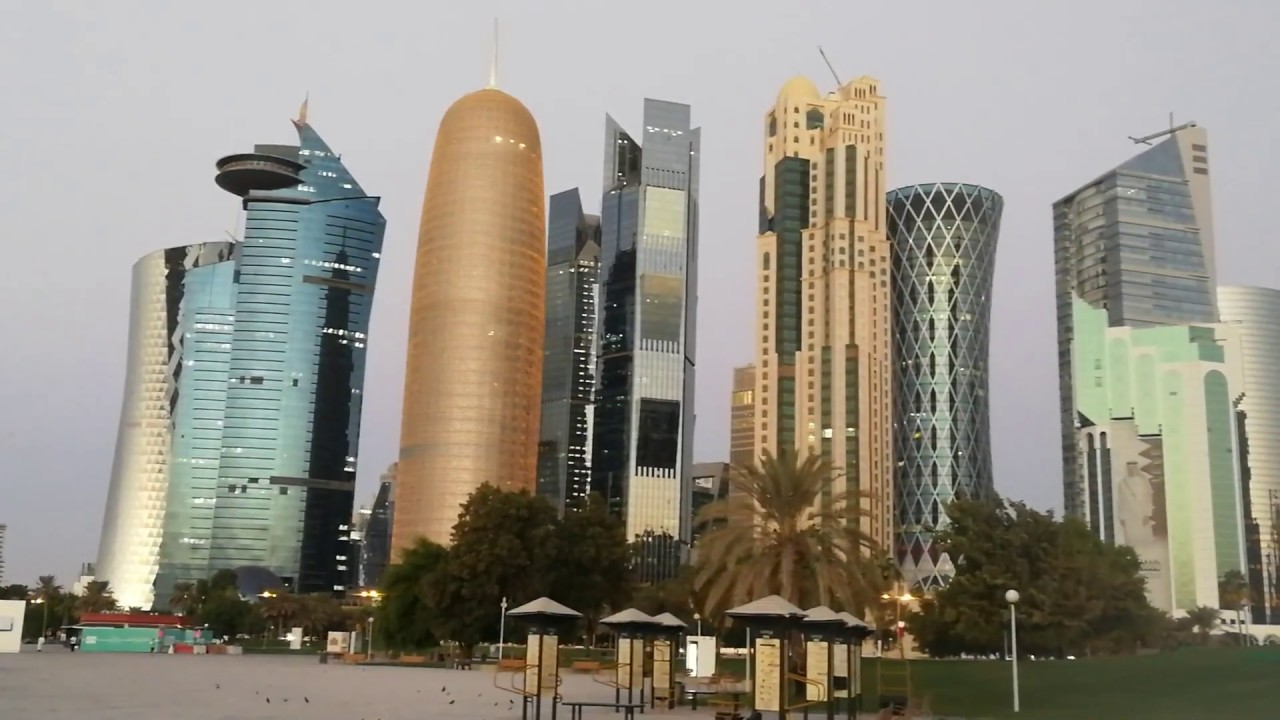 Moments before sunrise in Doha at the Corniche