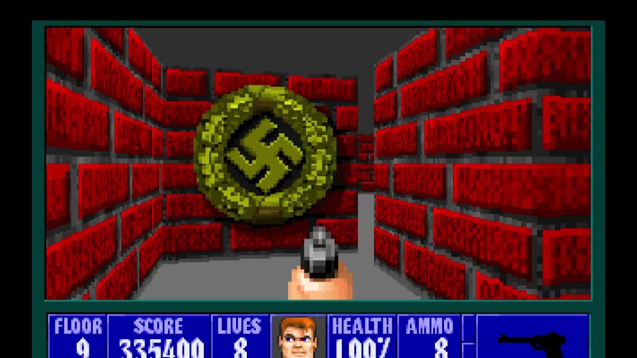 Wolf 3d, ultimo nivel! O primeiro chefe, do primeiro Episodio.