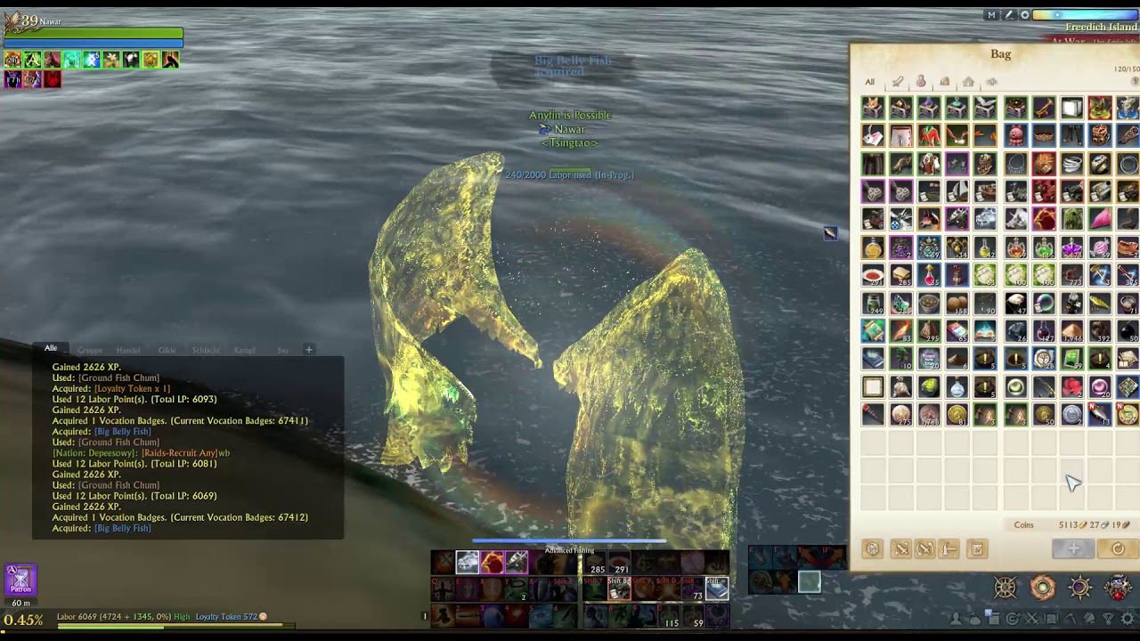 ArcheAge Advanced Fishing at Freedich Island.