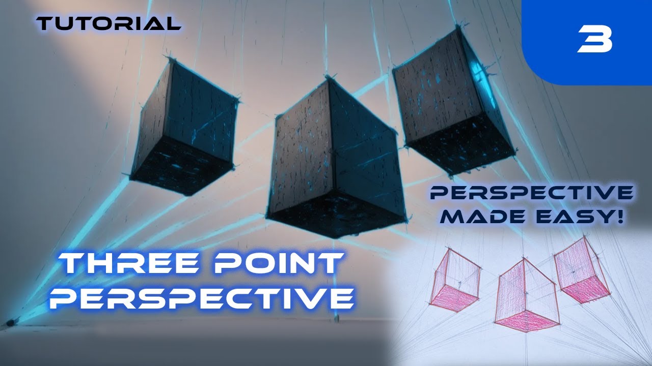 THREE POINT PERSPECTIVE EXPLAINED | TUTORIAL FOR BEGINNERS #youtube #easy #perspective #tutorial
