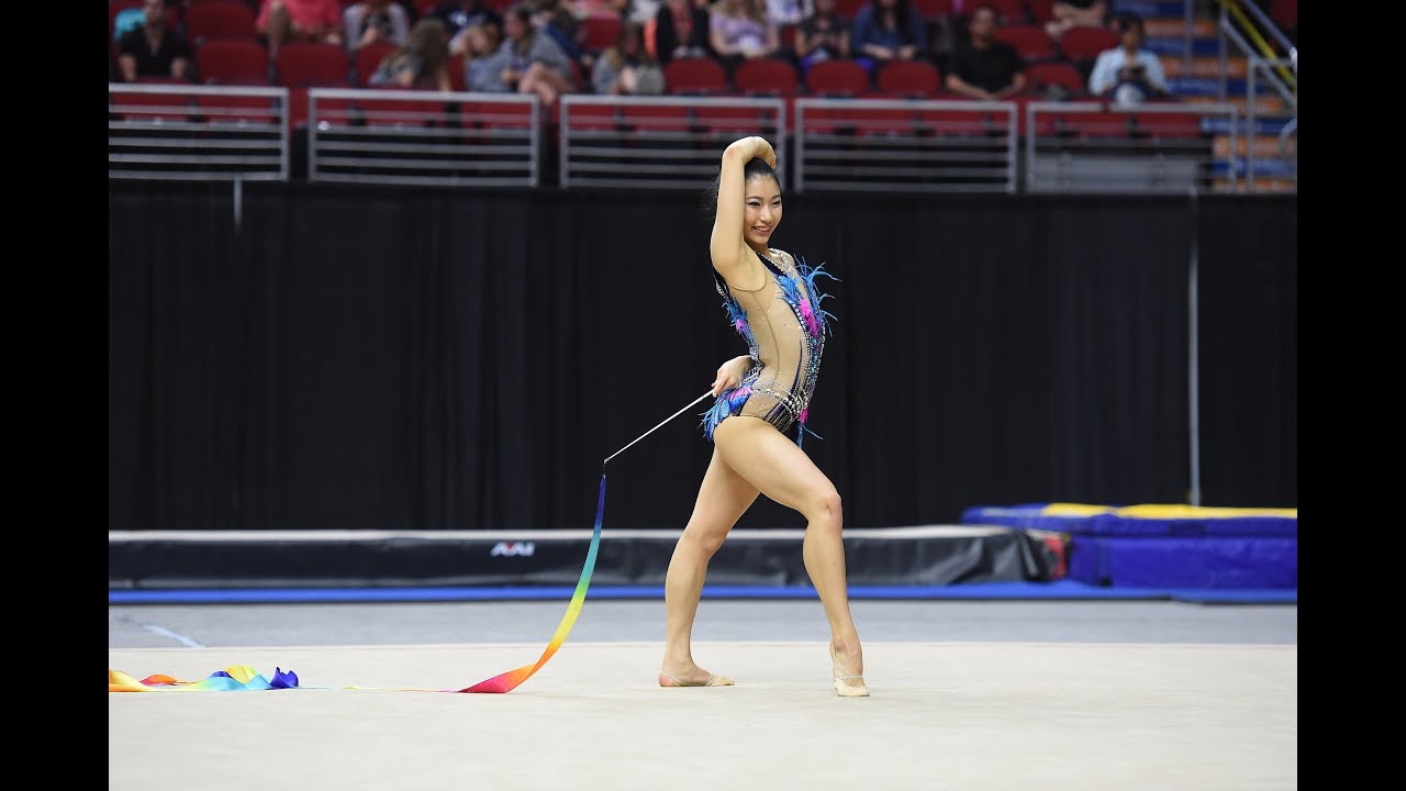 19-year-old Elena Shinohara Ribbon at US National Championships 2019 新体操全米選手権リボン
