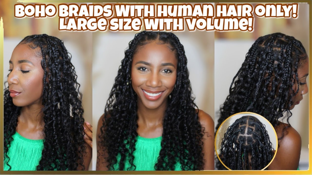 Large Full Volume Boho Knotless Braids with Human Hair ONLY |100 Human Hair Boho Braids | Waviy Hair