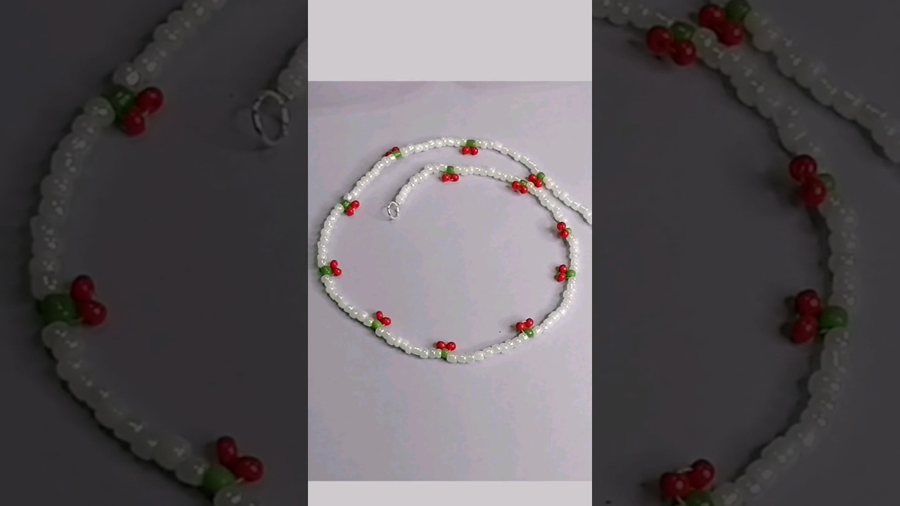 TUTORIAL 👆 c&oacute;mo hacer un collar de hilo NYLON con mostacilla en forma de cereza
