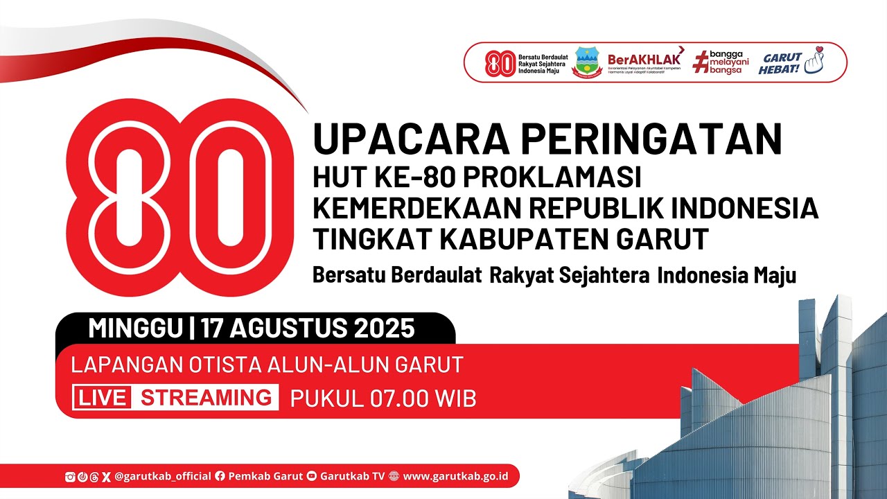 UPACARA PERINGATAN HUT KE-80 PROKLAMASI KEMERDEKAAN REPUBLIK INDONESIA TINGKAT KABUPATEN GARUT