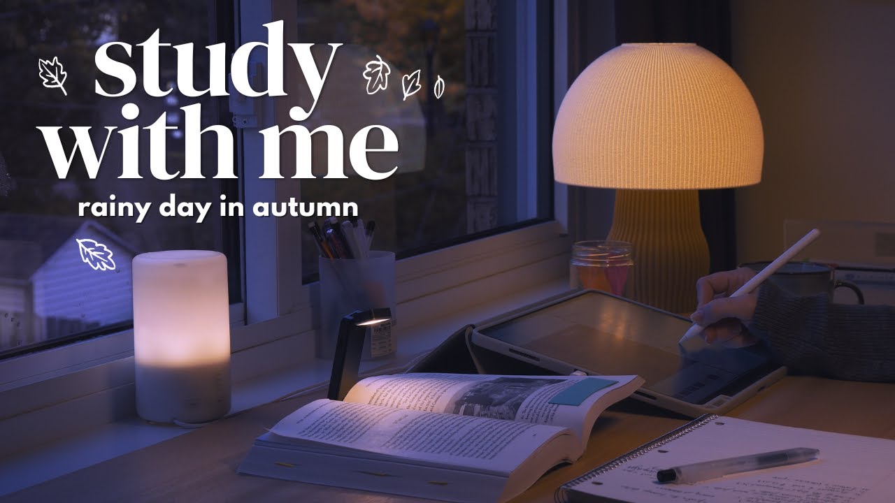 🌧️ 3-HOUR STUDY WITH ME 🍂 Rainy Day in Autumn | Gentle Rain Sounds | Pomodoro 25/5