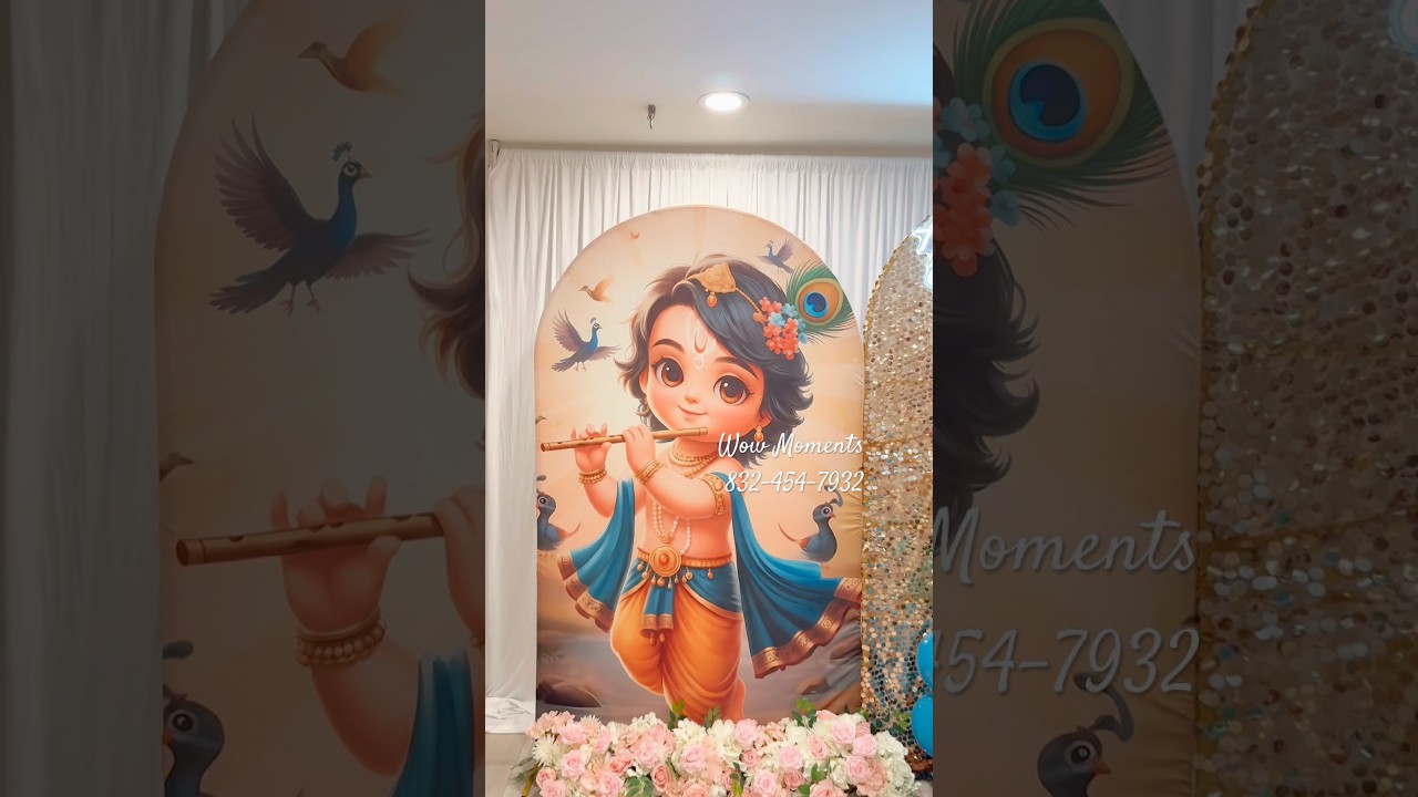 Krishna theme birthday party decoration in America 