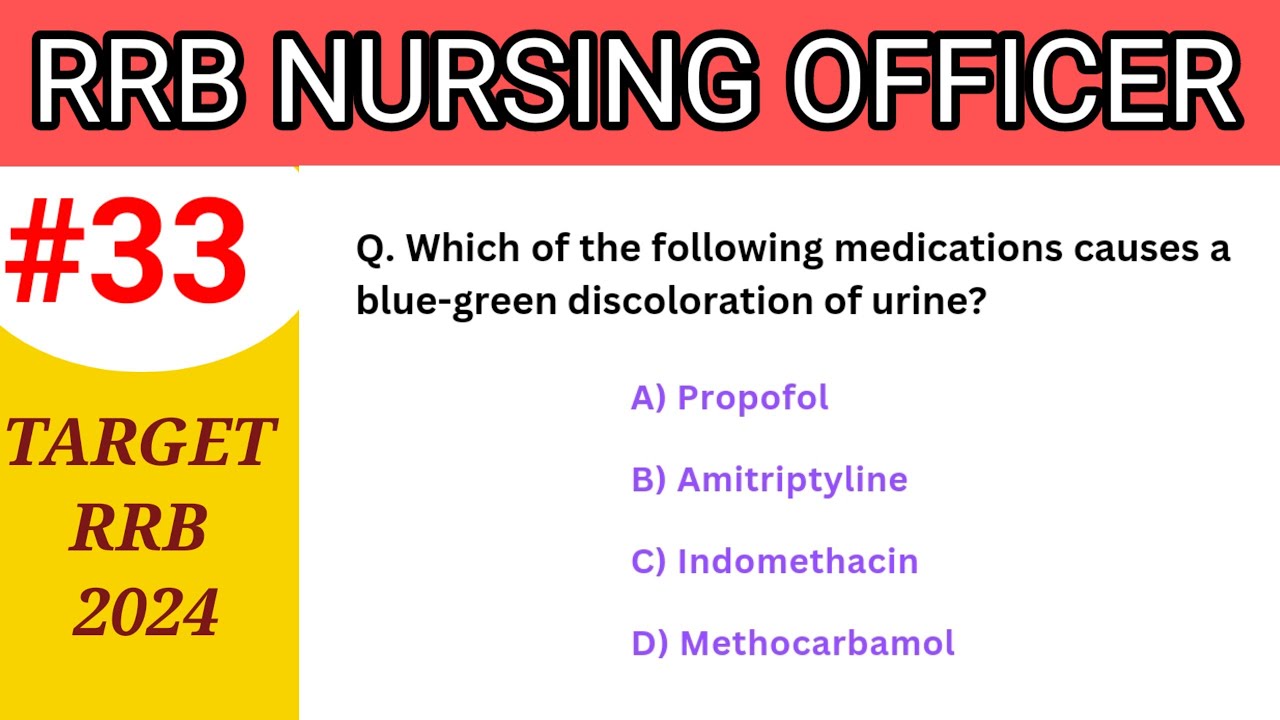 RRB Nursing Officer Exam 2024 || MCQ For RRB Staff Nurse Exam || #33