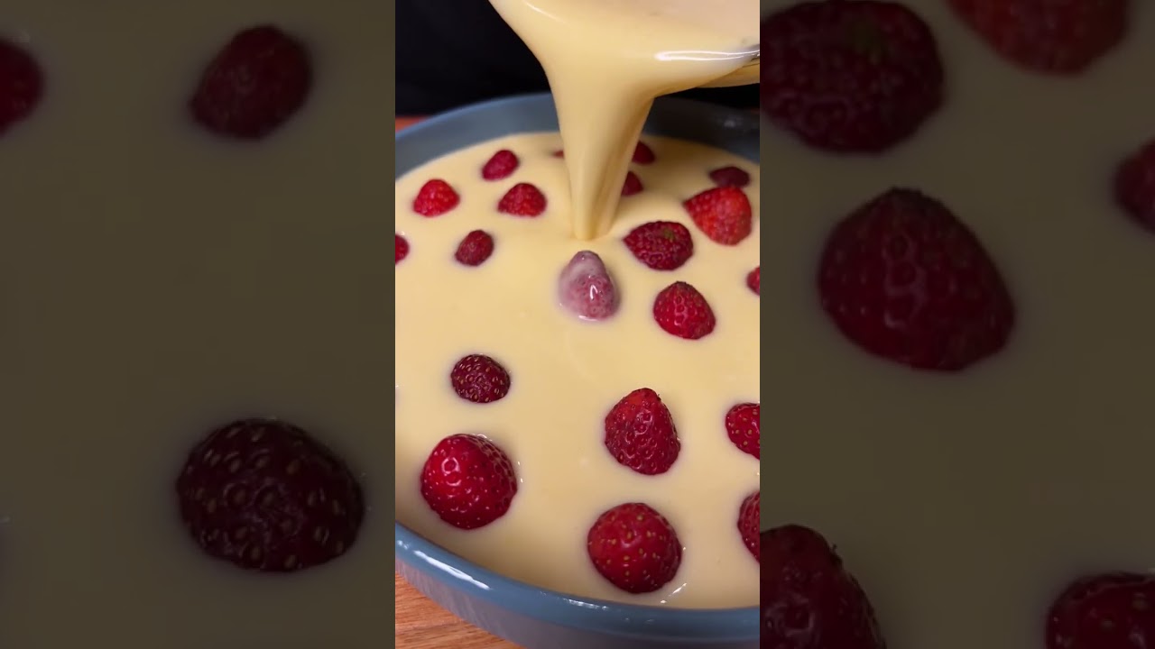 POSTRE S&Uacute;PER FACIL CON FRUTILLAS: Clafoutis #shorts