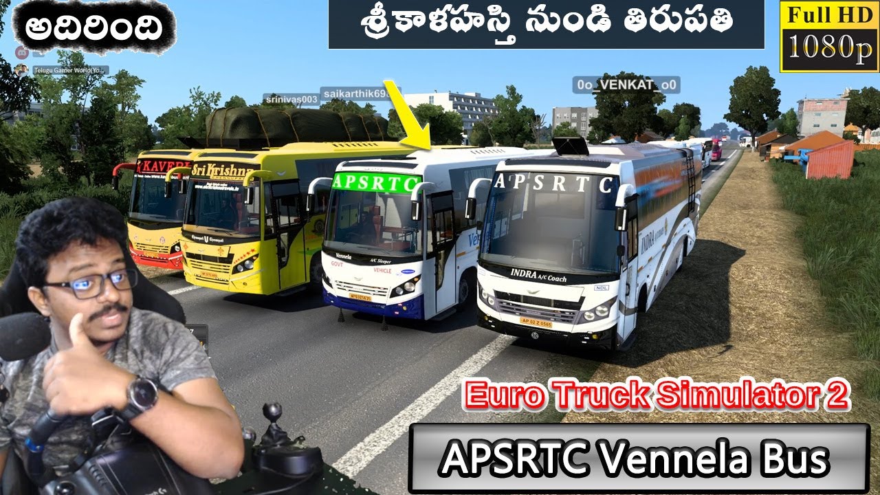 Srikalahasti to Tirupati APSRTC Vennela Sleeper Bus with Logitech g29 Steering | ETS2
