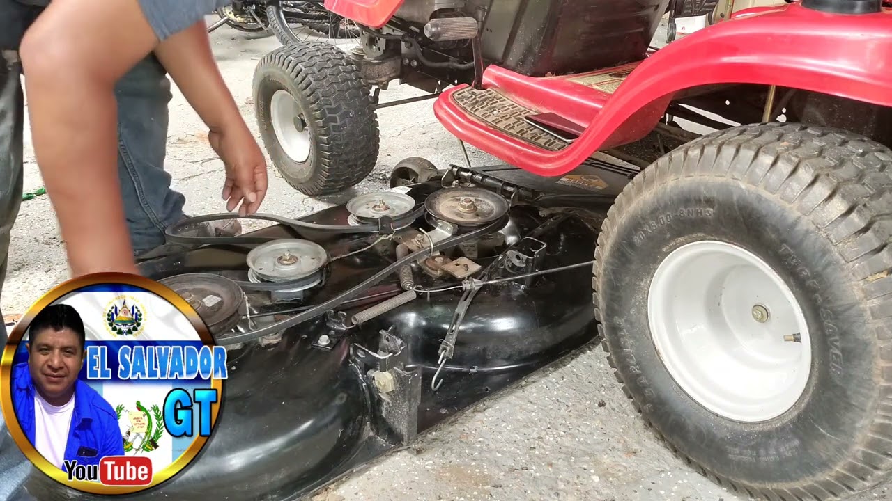 Troy Bilt como ponerle la faja y desmontar el deck