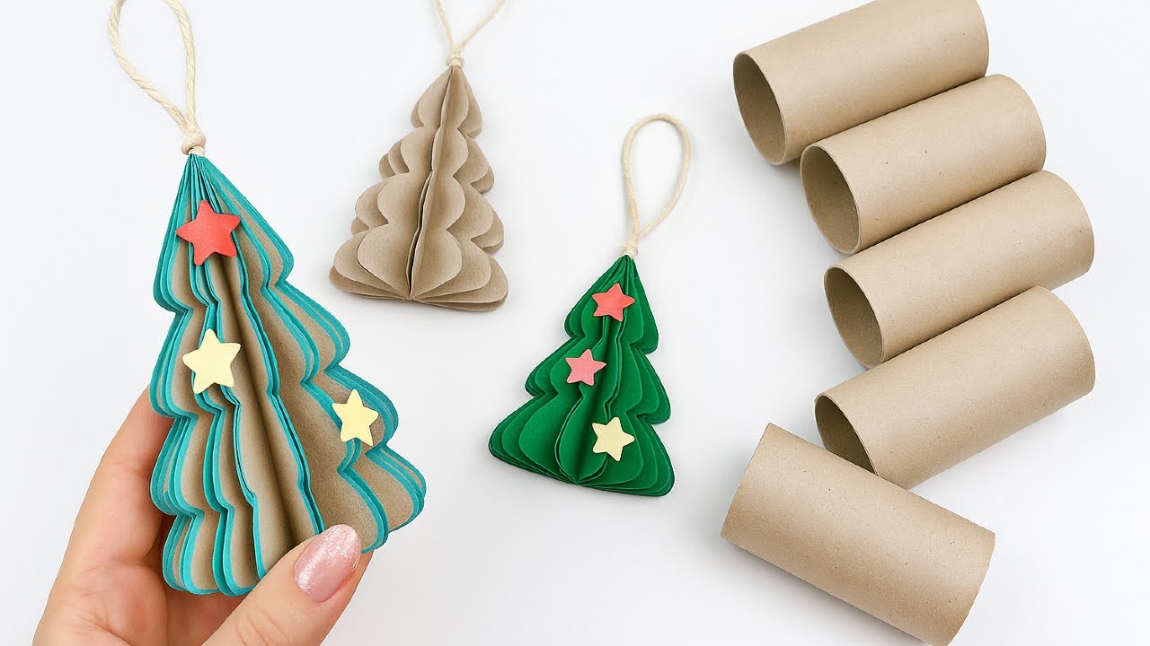 ✨ Easy Craft Idea - Christmas Tree Baubles from Toilet Paper Rolls DIY 🔥 New Year's Decorations 🎄