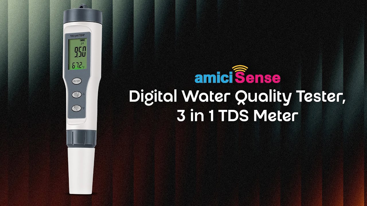 💧amiciSense Water Quality Tester | 3 in 1 TDS Temperature & pH Meter for Drinking Water