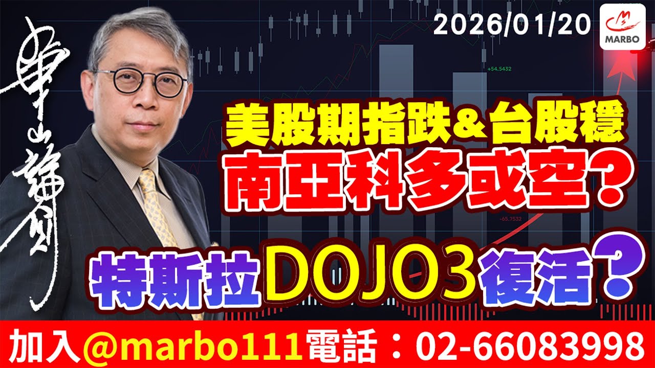 2026/01/20  美股期指跌&台股穩 南亞科多或空? 特斯拉DOJO3復活? #朱成志社長