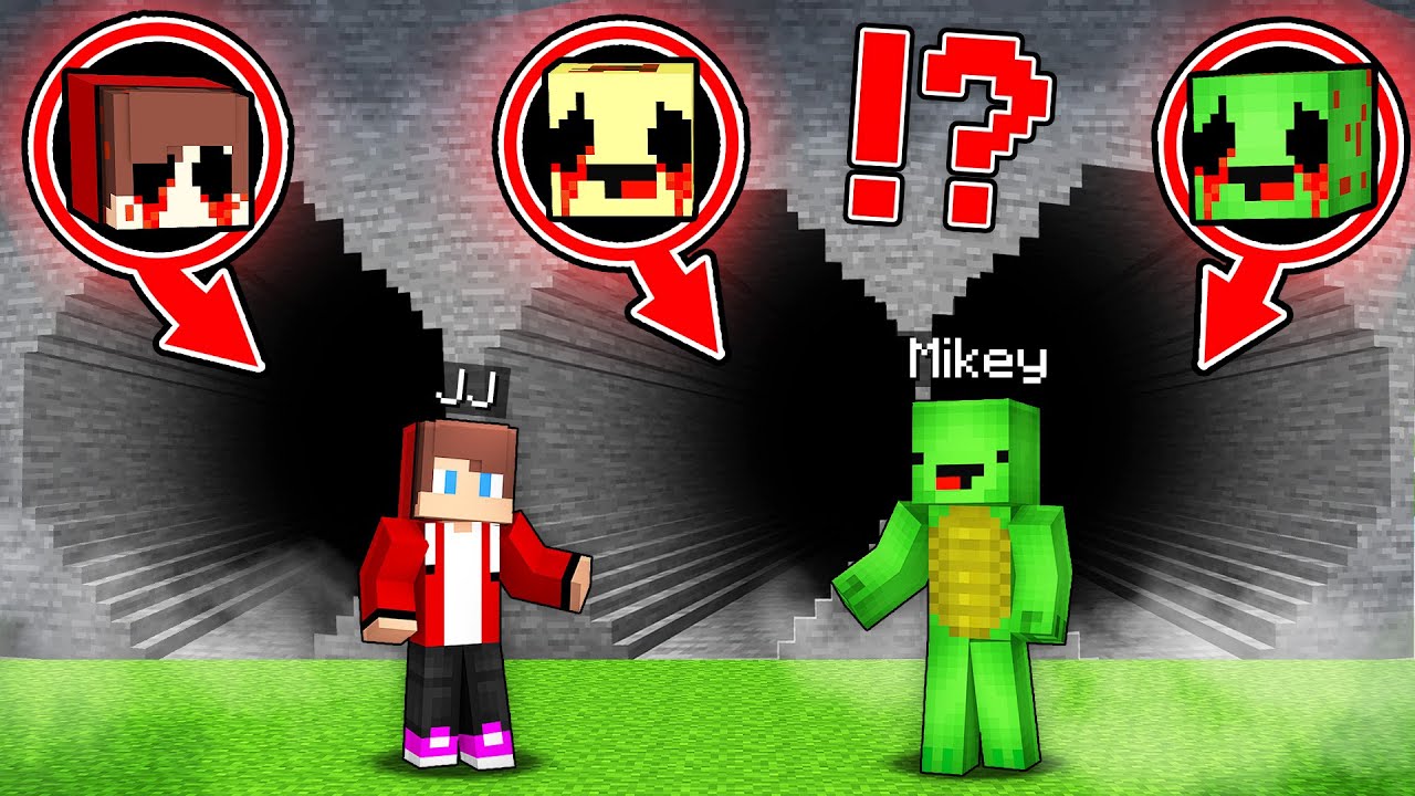 Mikey, JJ & BANANA KID found SCARY TUNNELS OF GIANT Mimic JJ MIKEY AND BANANAKID in Minecraft