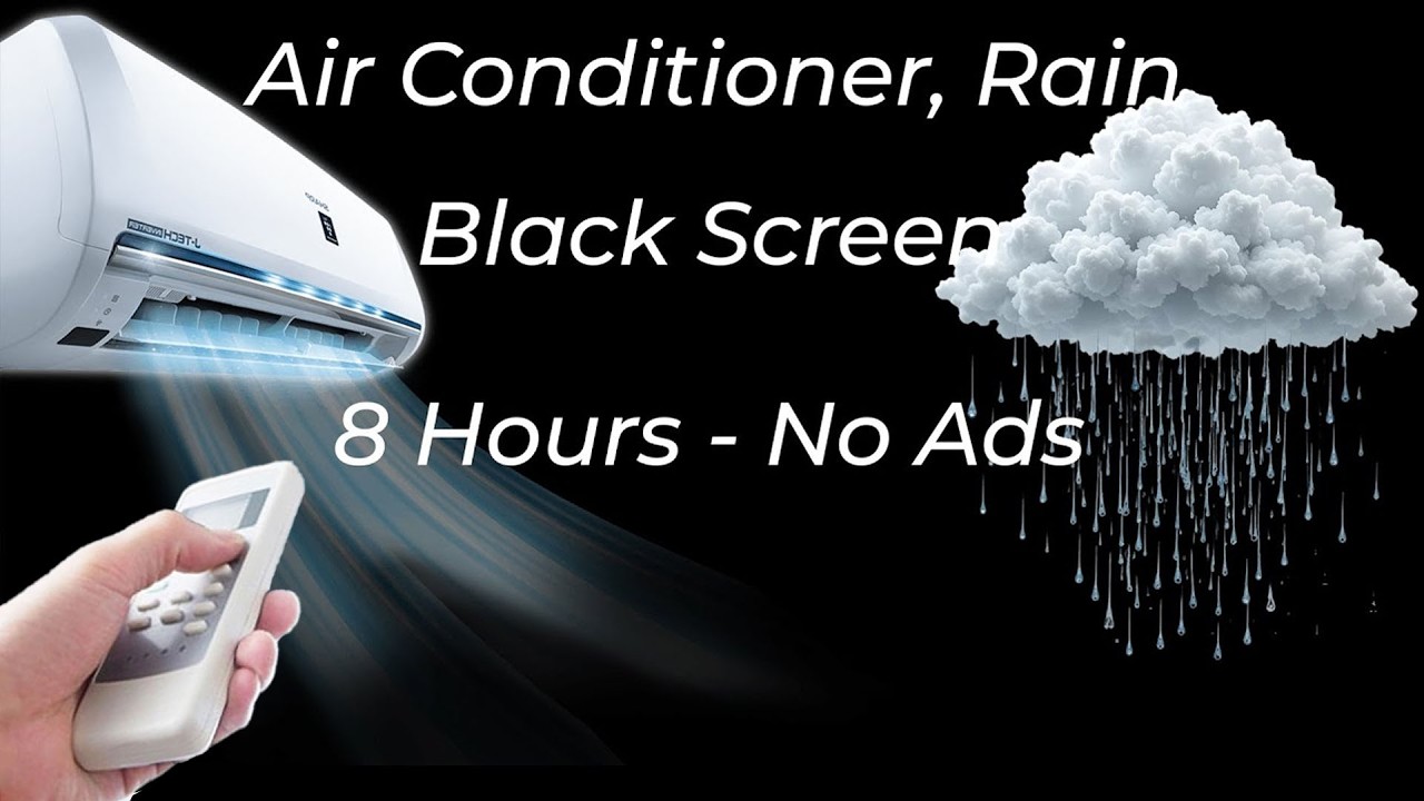 8 Hours - Fall Asleep Fast with CALMING Air Conditioner Noise and Rain Sounds Tonight | White Noise