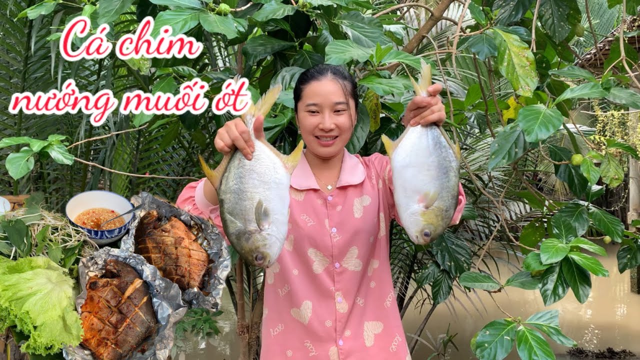 Cá Chim Biển Nướng Muối Ớt Cuốn Bánh Tráng - Em Gái Quê