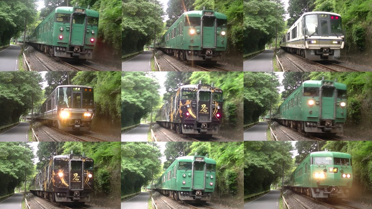 【必ず警笛が鳴る！】 休日朝の草津線8連運用(2) 113系 SHINOBI-TRAIN 117系など通過9本！　2021/06/13