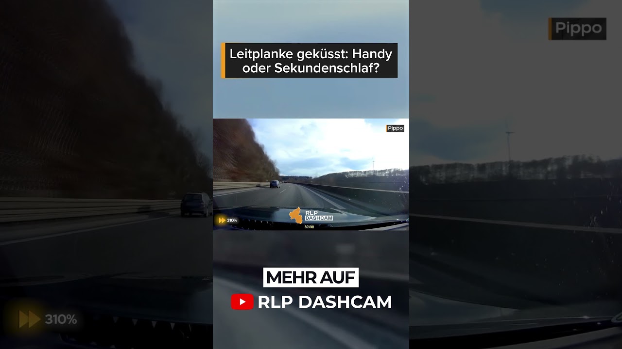 Mit Sekundenschlaf in die Leitplanke? 🥶 | RLP Dashcam | #shorts