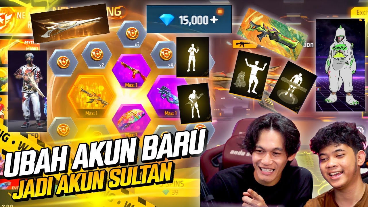 BORONG SEMUA EVENT FF PAKE AKUN BARU LEVEL 1 JADI SULTAN MODAL 15K 💎  GOKIL BANGET HOKI PARAH