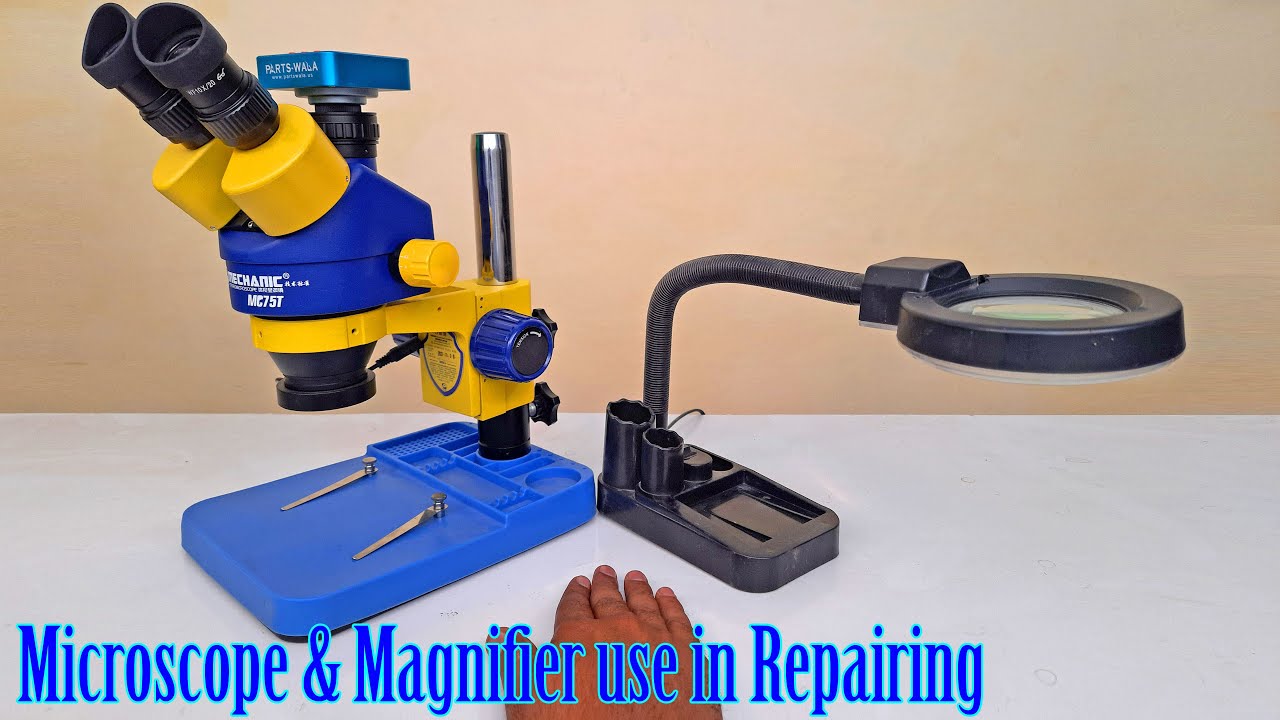 Magnifying Glass Lamp & Stereo Microscope use in Mobile Phone Repairing