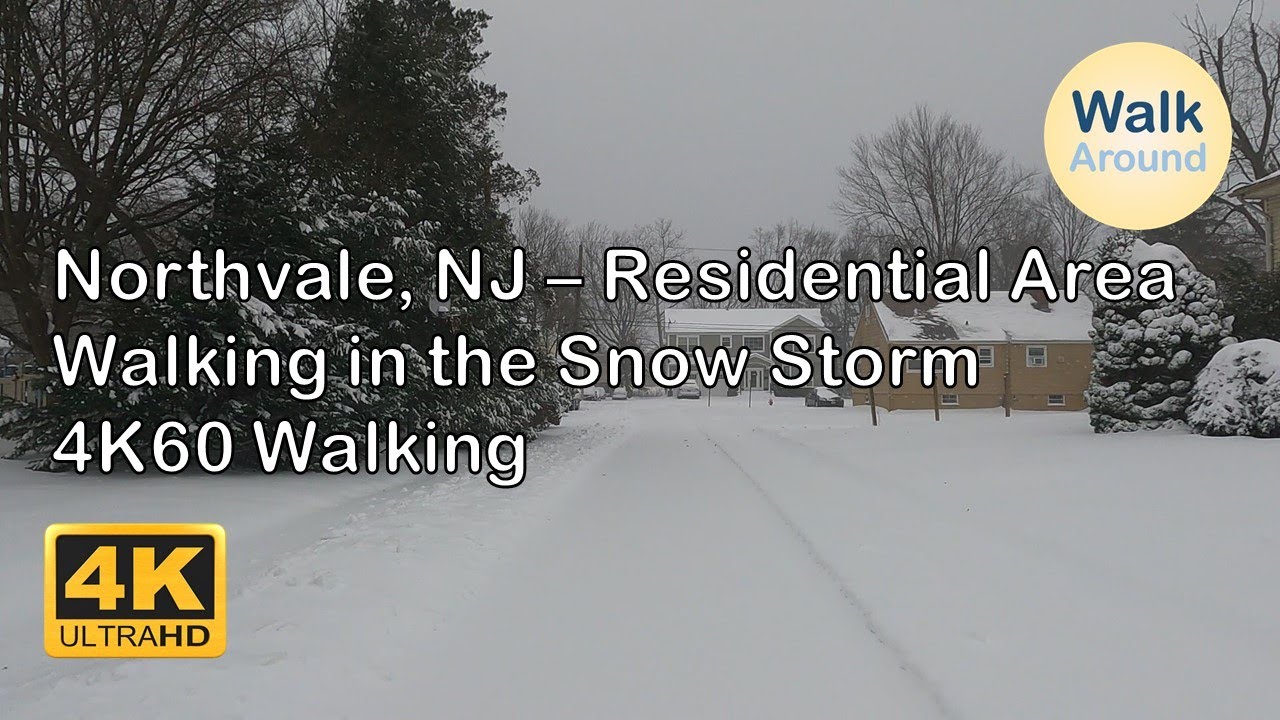 【4K60】 Walking - Residential Area of Northvale, NJ (In the Snow Storm)