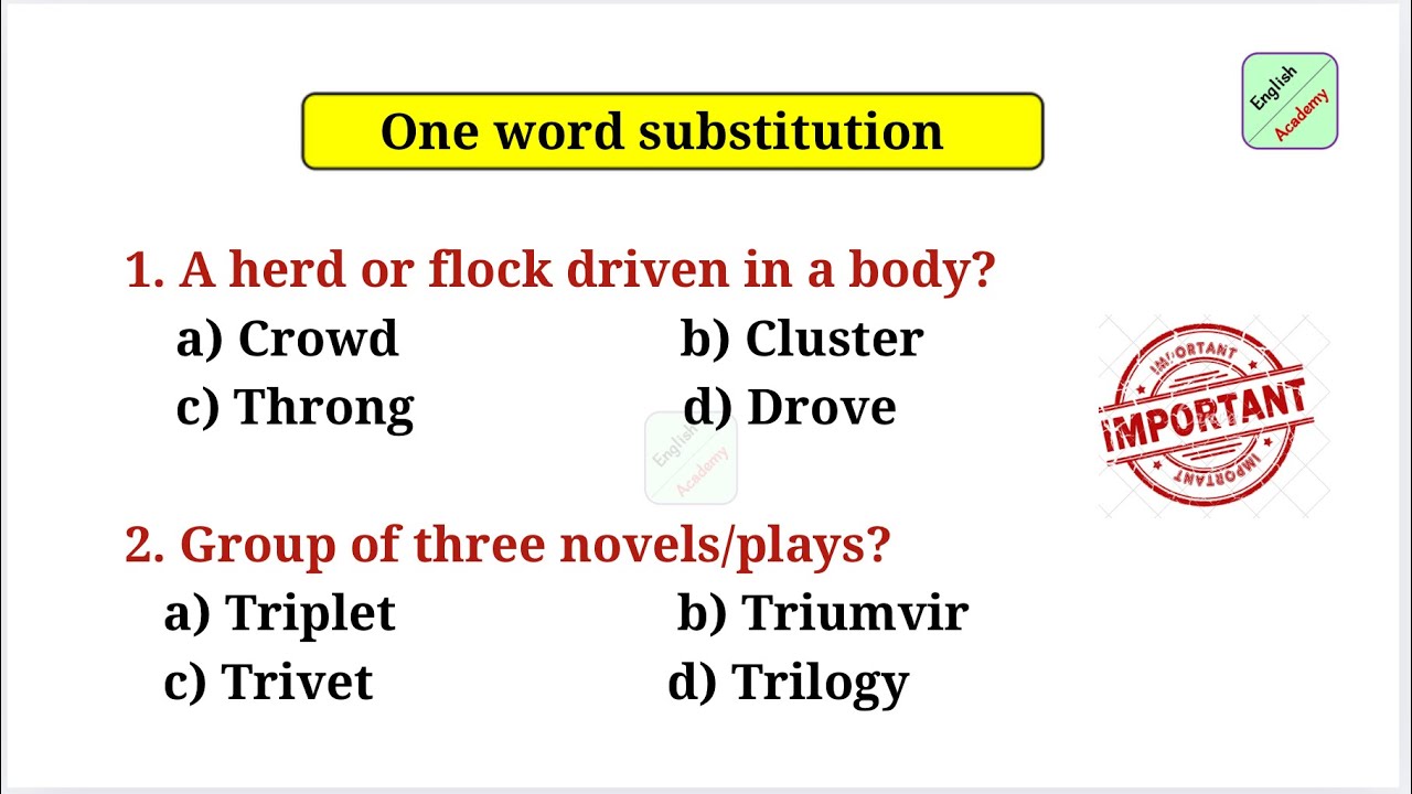 One word substitution set-11 #englishacademy for all competitive exams