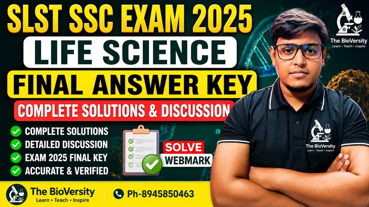 SLST SSC 2025 Life Science Final Answer Key | Complete Solutions & Discussion #slst #lifescience 