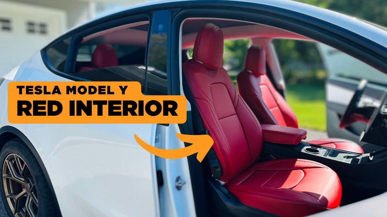 My Tesla RED Interior Seats #tesla #2023 #teslamodely