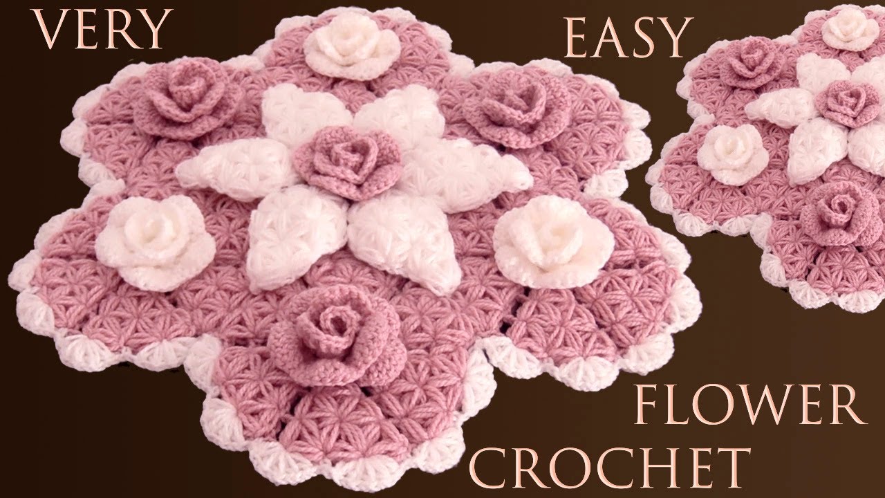 Como hacer flores Rosas gigantes a Crochet tejido fácil