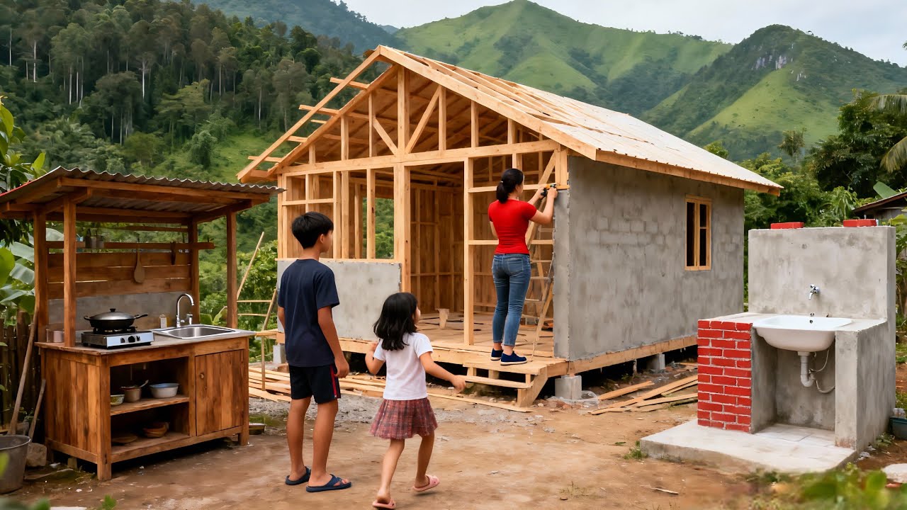 The girl spent 119days renovating a dilapidated house into a two-story wooden house |by@Lý Thị Nhim