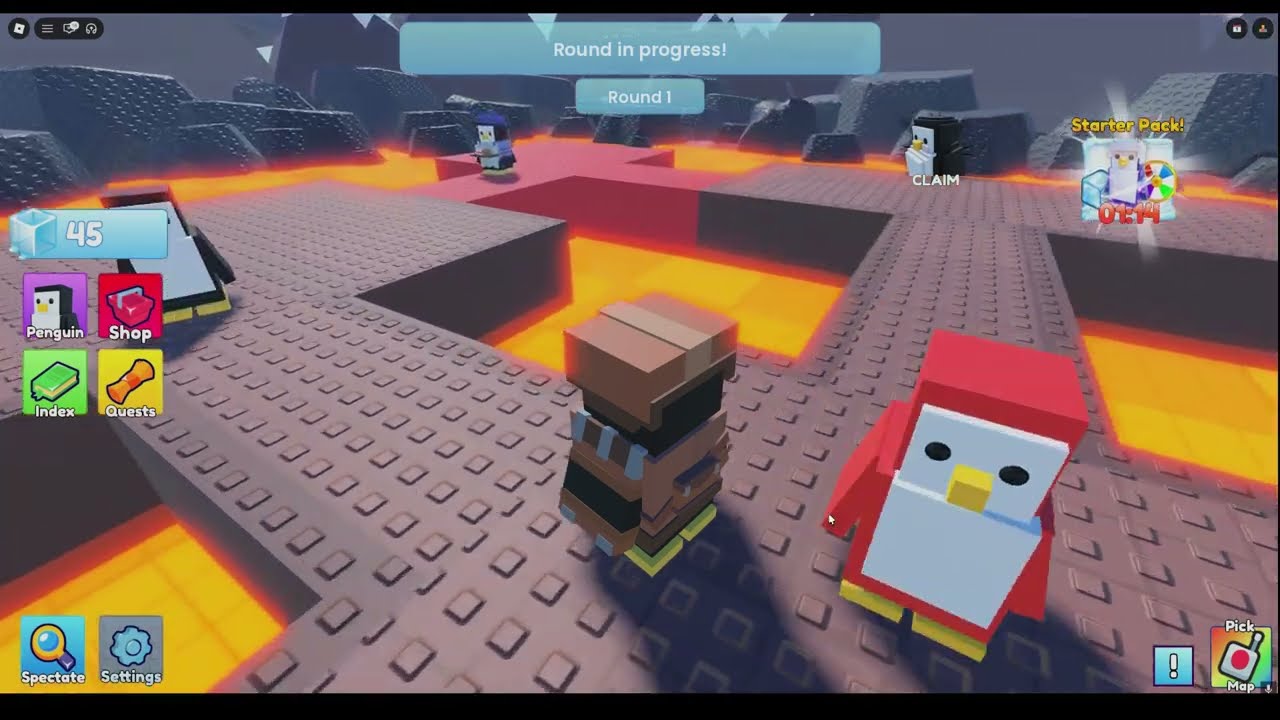 jugando a chocar pinguinos en robnlox con mama!