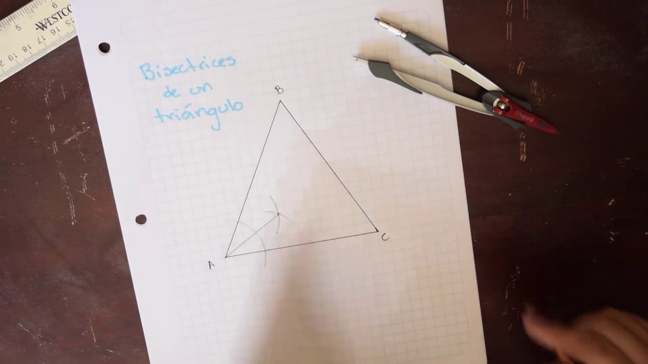 Cómo trazar las bisectrices de un triángulo con todos sus ángulos agudos (Acutángulo)