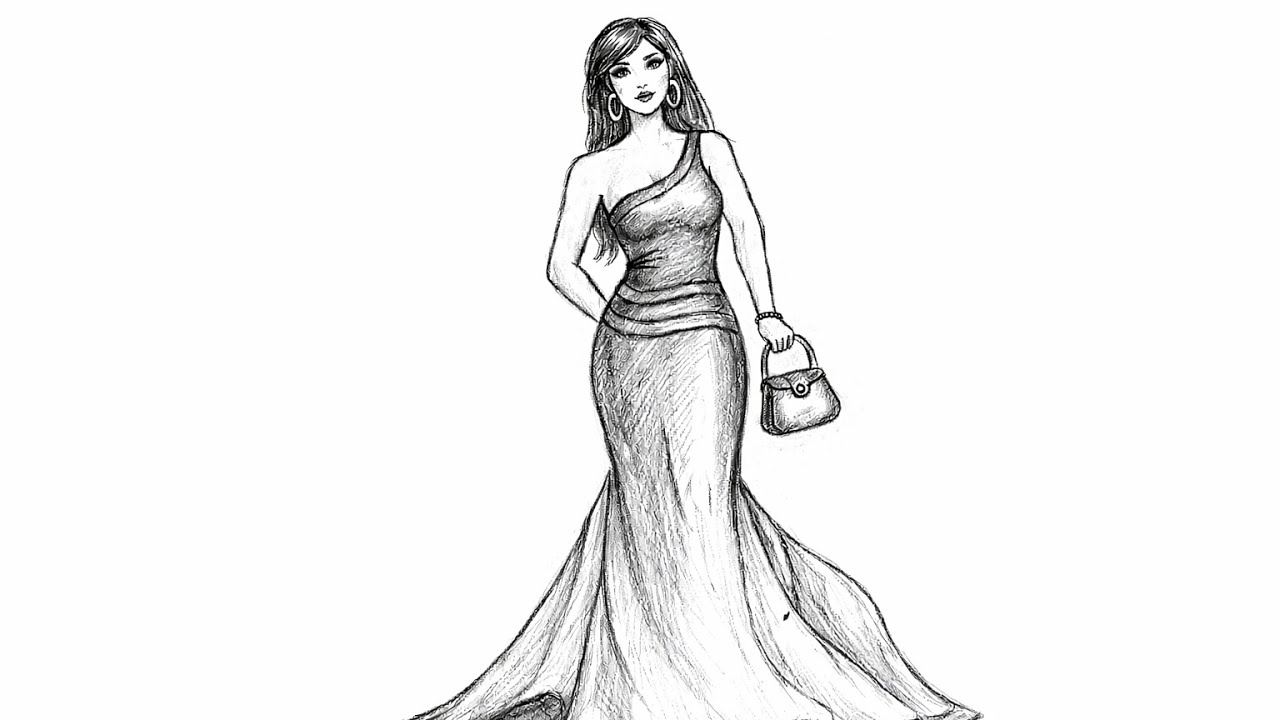 How to draw girl with beautiful dress || Easy drawing for beginners || step by step || @Animagic-13 