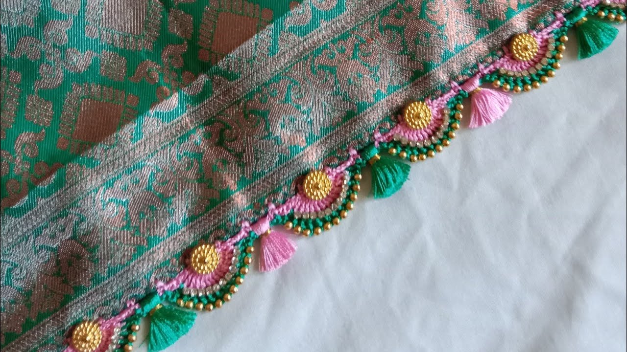 krosha kuchu / bridal design / saree kuchu  / crochet kuchu / vinu vidya creations