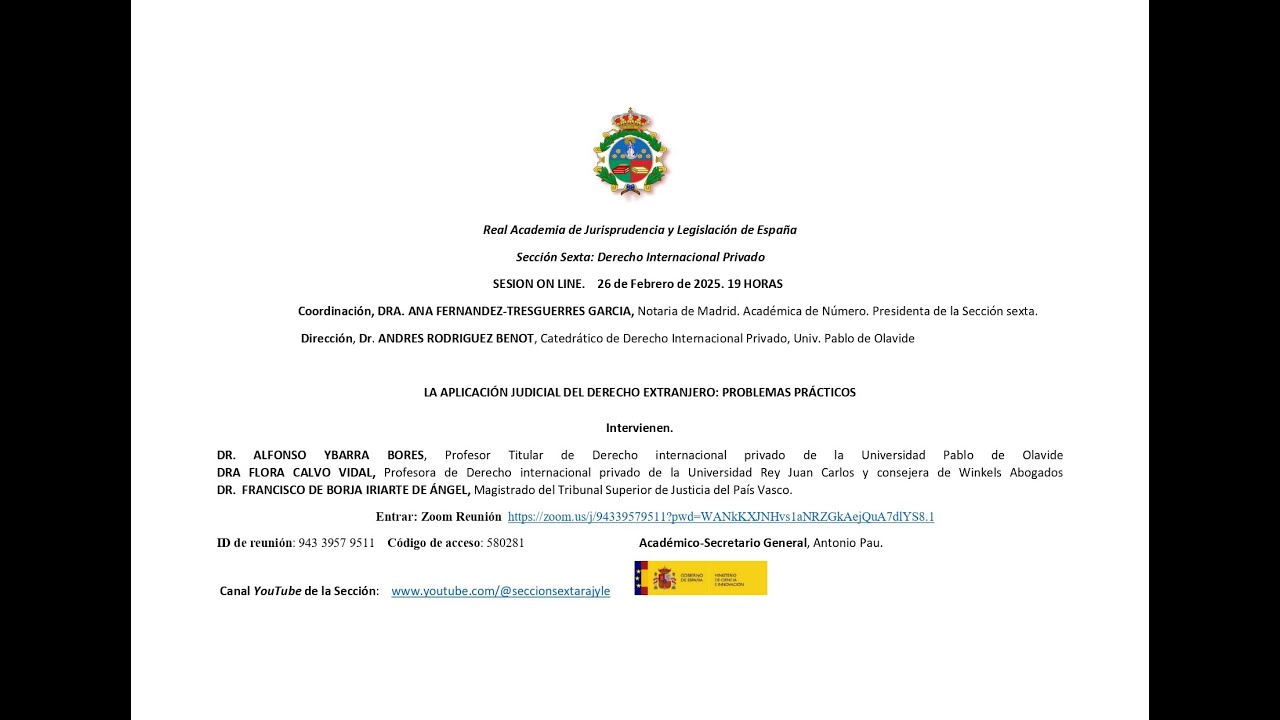 ''La aplicación judicial del Derecho extranjero: Problemas prácticos''