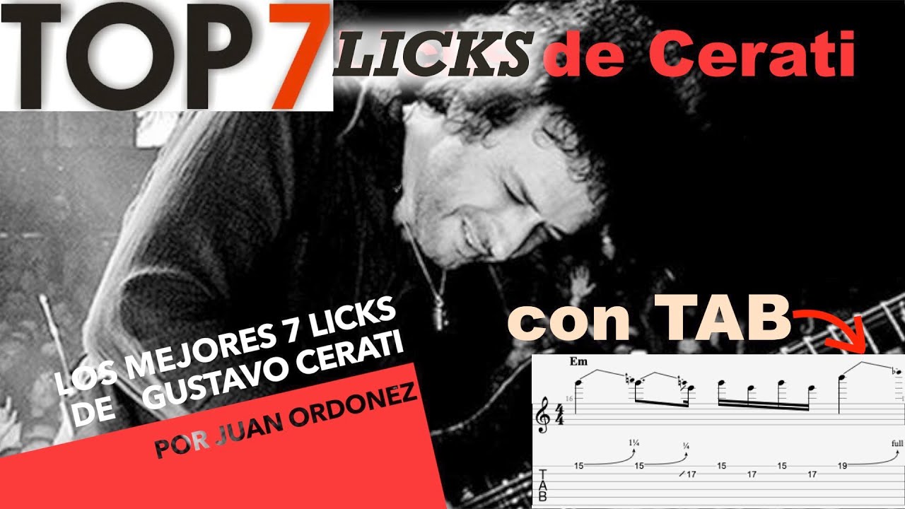 Los Mejores 7 LICKS de Gustavo CERATI🔥  con TAB 🔥  (Guitarra)