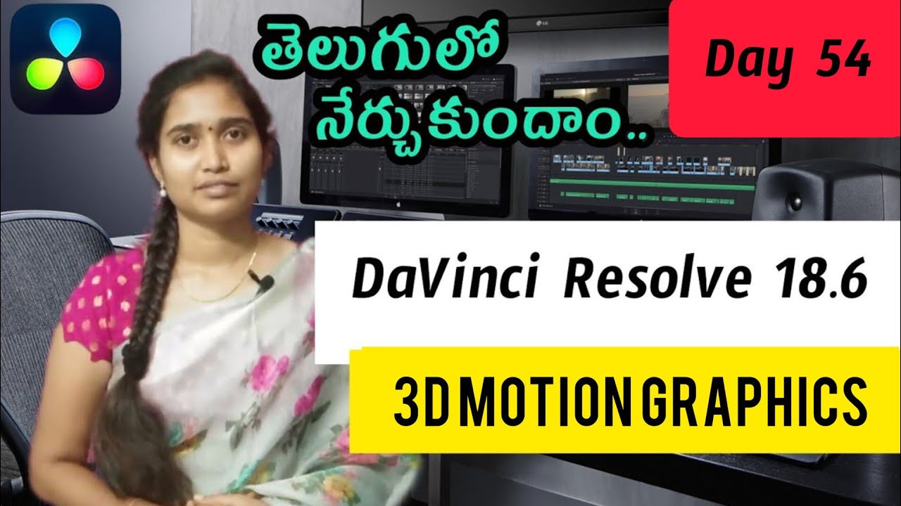 Day 54 || Fusion page part-5 3D motion graphics in Davinci Resolve 18.6 ||TejaswiEdits