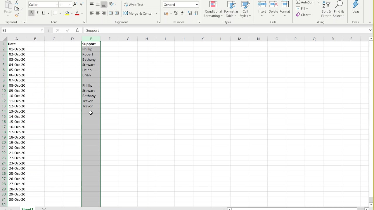 MS Excel tutorial covering Data entry - autocomplete and fill handle.