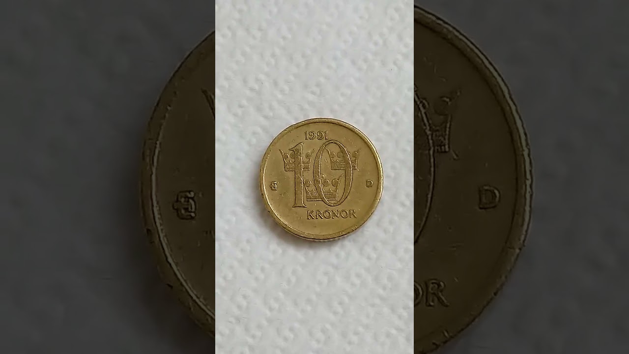 816. Very nice Nordic Gold coin 10 KRONOR 1991 - CARL XVI GUSTAF SWERIGES KONUNG - SVERIGEF I TIDEN