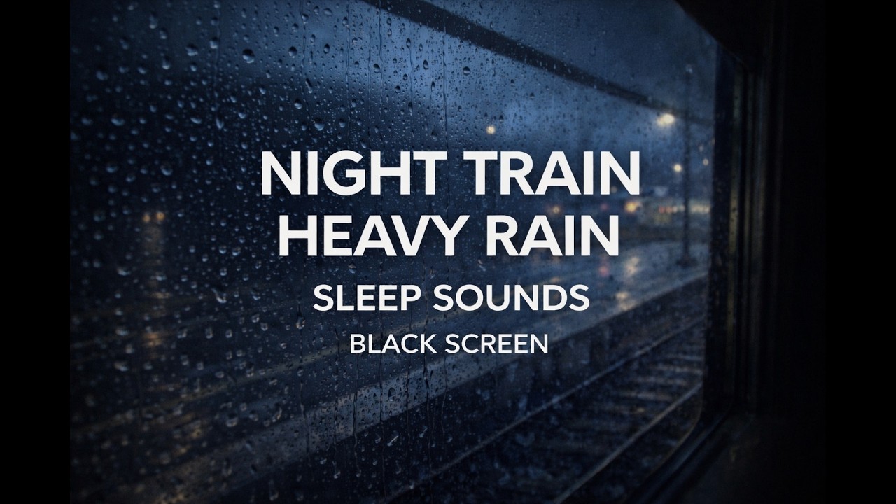 Heavy Rain on Night Train – Sleep Sounds (Black Screen, 8 Hours)