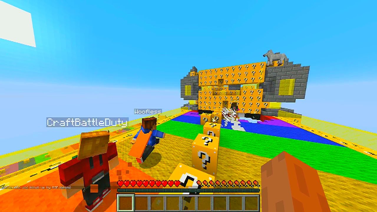 Minecraft LUCKY BLOCK RAINBOW ROAD PVP with The Pack (Minecraft Lucky Block Mod)