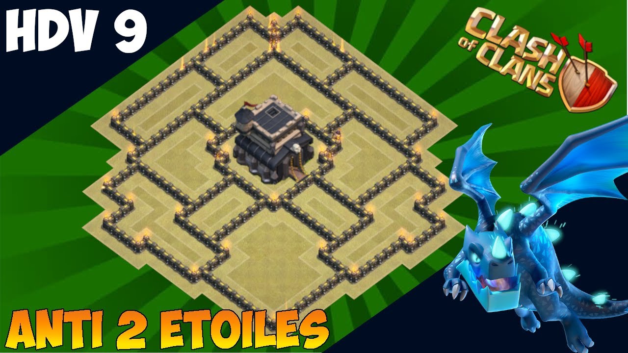 HDV 9 GDC ANTI 2 ETOILES avec LIEN | VICTOIRE EN GUERRES DE CLANS | Clash of Clans