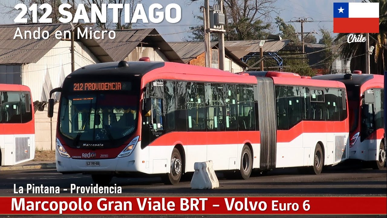 Поездка 212 RED SANTIAGO на сочлененном автобусе MARCOPOLO GRAN VIALE BRT - VOLVO B8R LEA