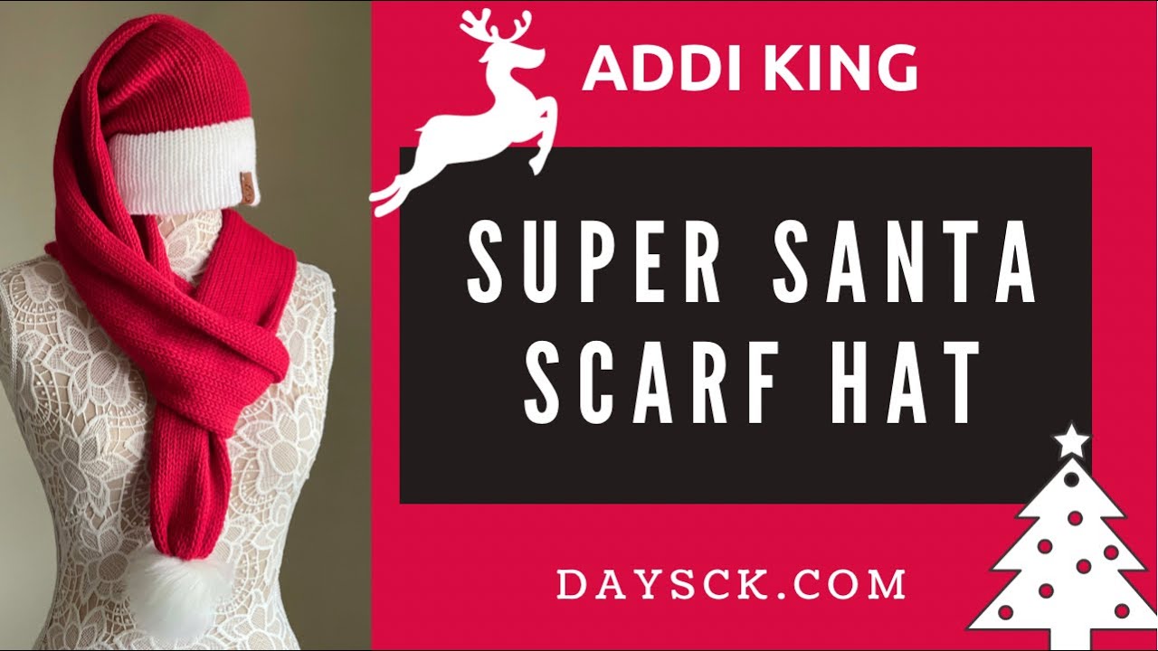 The Super Santa Scarf Hat ~ knitting machine scarf hat