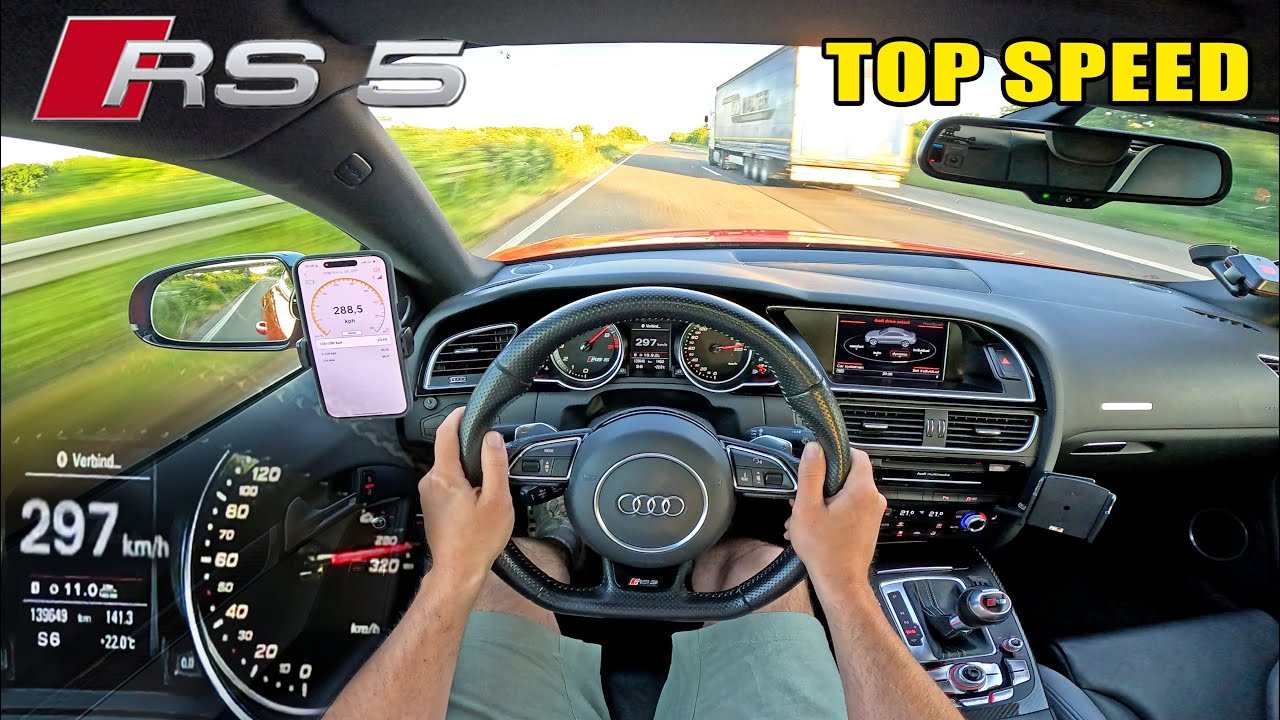 AUDI RS5 4.2 V8 *STRAIGHT PIPED* at TOP SPEED on UNLIMITED AUTOBAHN