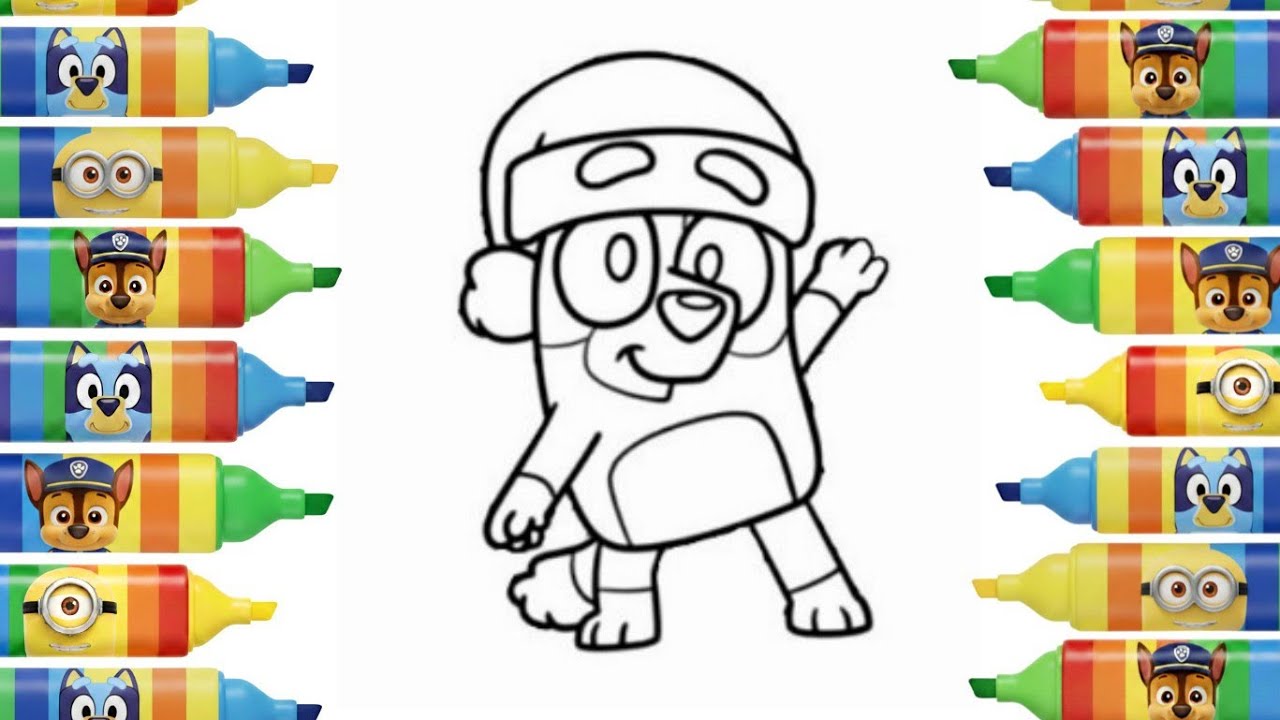 Bluey Drawing and Coloring for Kids | Cartoon Characters Drawing
