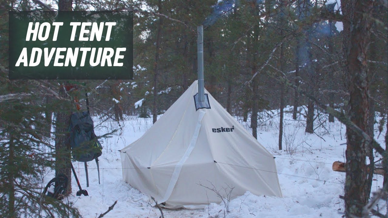 A Solo Hot Tent Winter Camping Adventure | Deep Snow, Firewood Gathering, Balsam Fir Tea