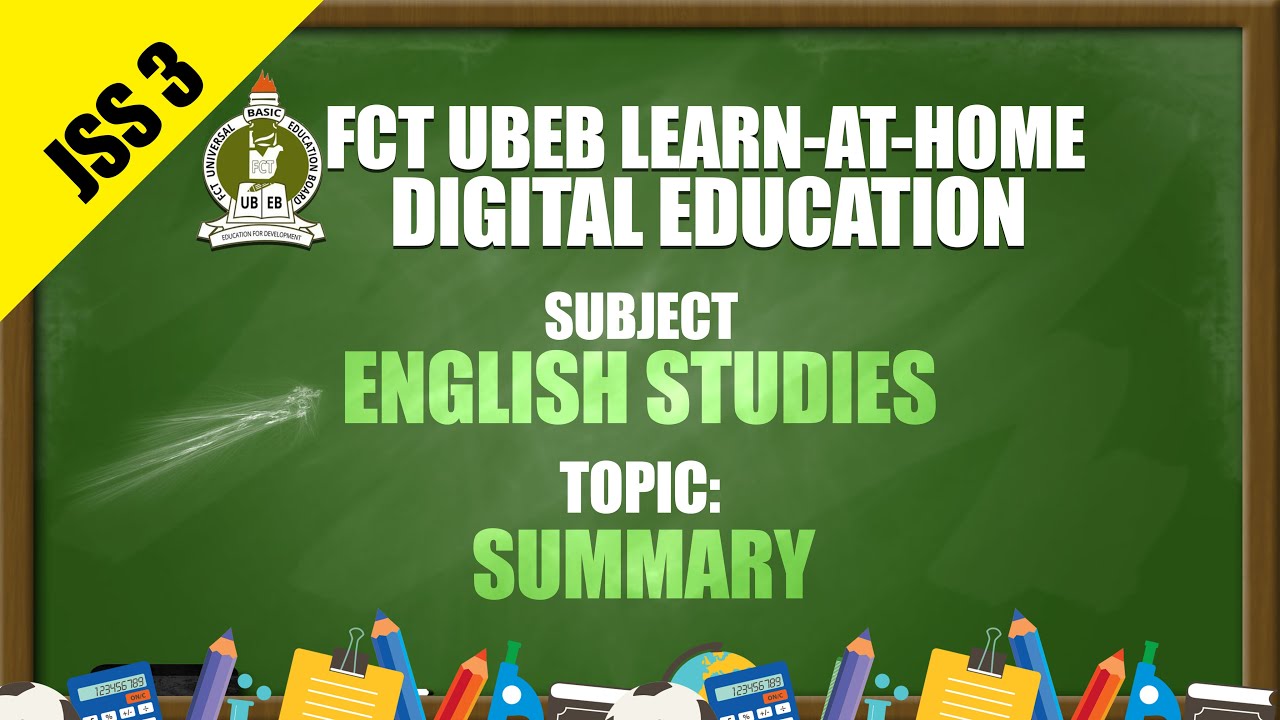 ENGLISH LANGUAGE (JSS 3) - SUMMARY